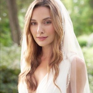 Short Elbow Length Beaded Wedding Veil